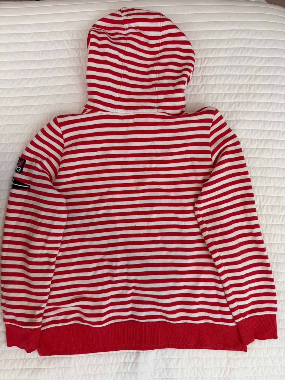 Nautica Red and White Striped Hooded Sweatshirt - Picture 12 of 15